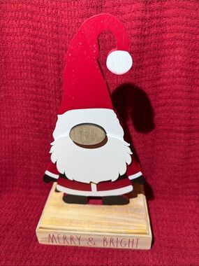 Rae Dunn MERRY & BRIGHT Wooden Santa Gnome